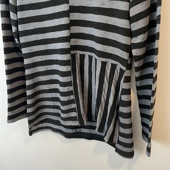Habitat High Low Top Womens XS Black Gray Stripe Longline V-Neck Tunic Shirt EUC - Picture 4 of 10